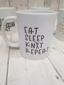 'Eat, Sleep, Knit, Repeat' Mug