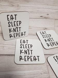 'Eat, Sleep, Knit, Repeat' Coaster