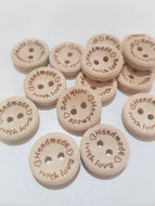 Wooden Buttons 'Handmade with love'