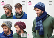 King Cole 5860 Mens Hat Snood Scarf knitting pattern Aran