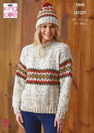 King Cole 5868 Sweater Hats Knitting Pattern Aran