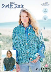 Super Chunky Ladies Cape Jacket & Sweater 9722 Pattern KNIT