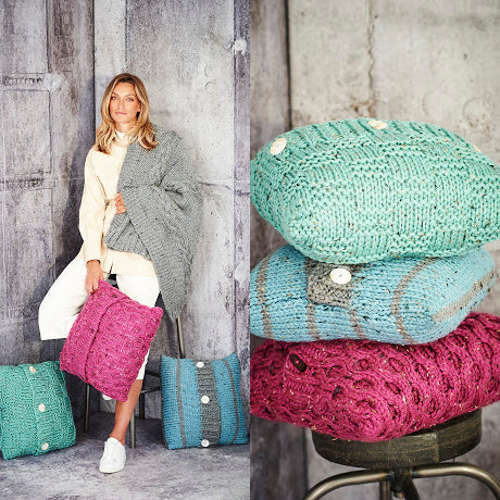 Stylecraft XL Tweeds 9811 Blanket and Cushion Pattern KNIT