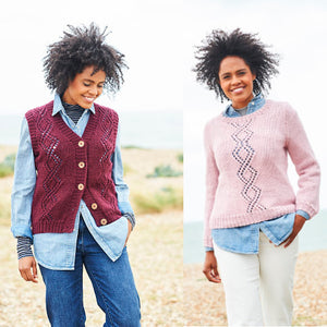 Stylecraft Chunky Ladies Sweater & Waistcoat 9813 Pattern KNIT