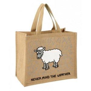 'Never mind the weather' Jute Shopping Bag