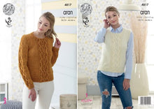 Load image into Gallery viewer, King Cole 4817 Sweater and Slipover Knitting Pattern Aran

