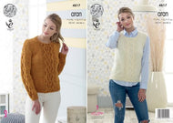King Cole 4817 Sweater and Slipover Knitting Pattern Aran