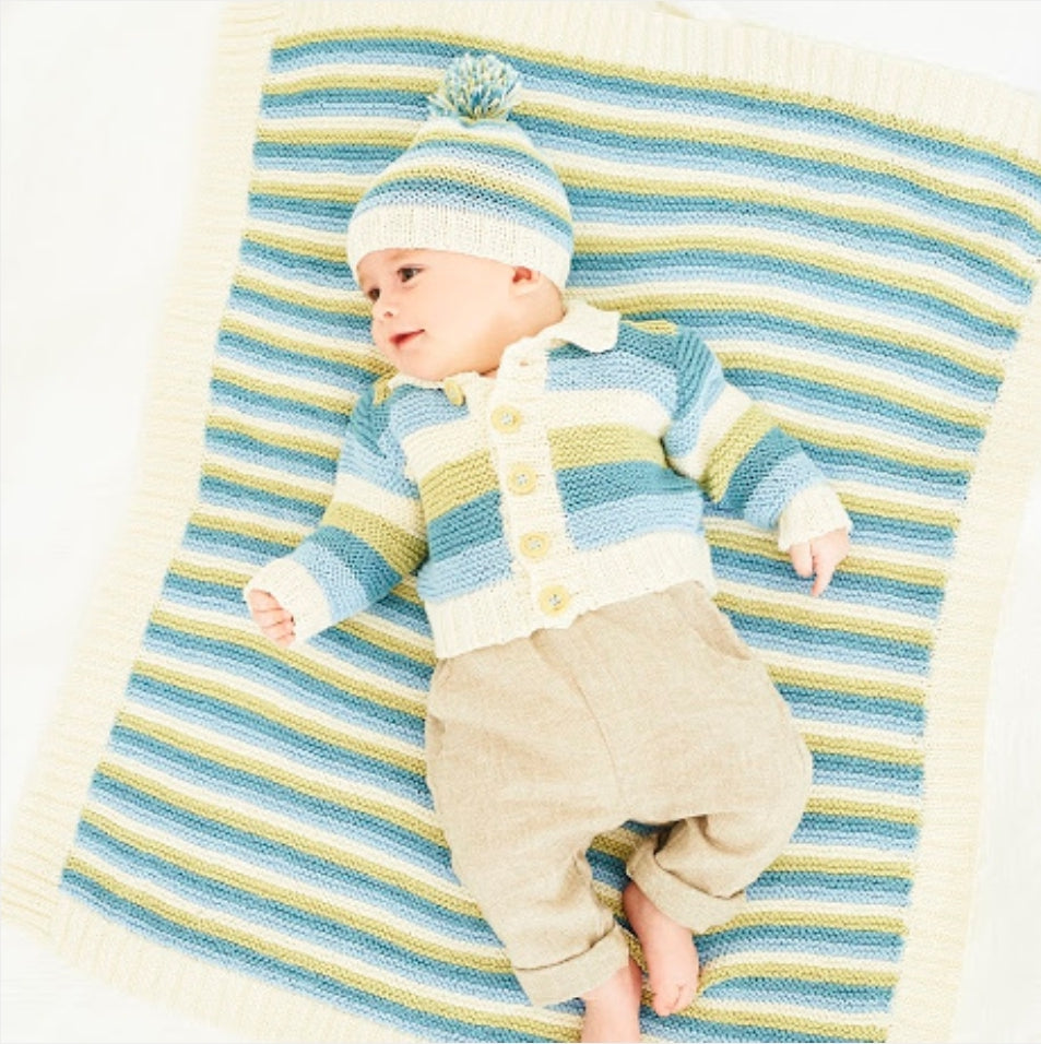 Stylecraft Naturals Cotton Dk Baby Jacket/Hat & Blanket 9831 Pattern KNIT