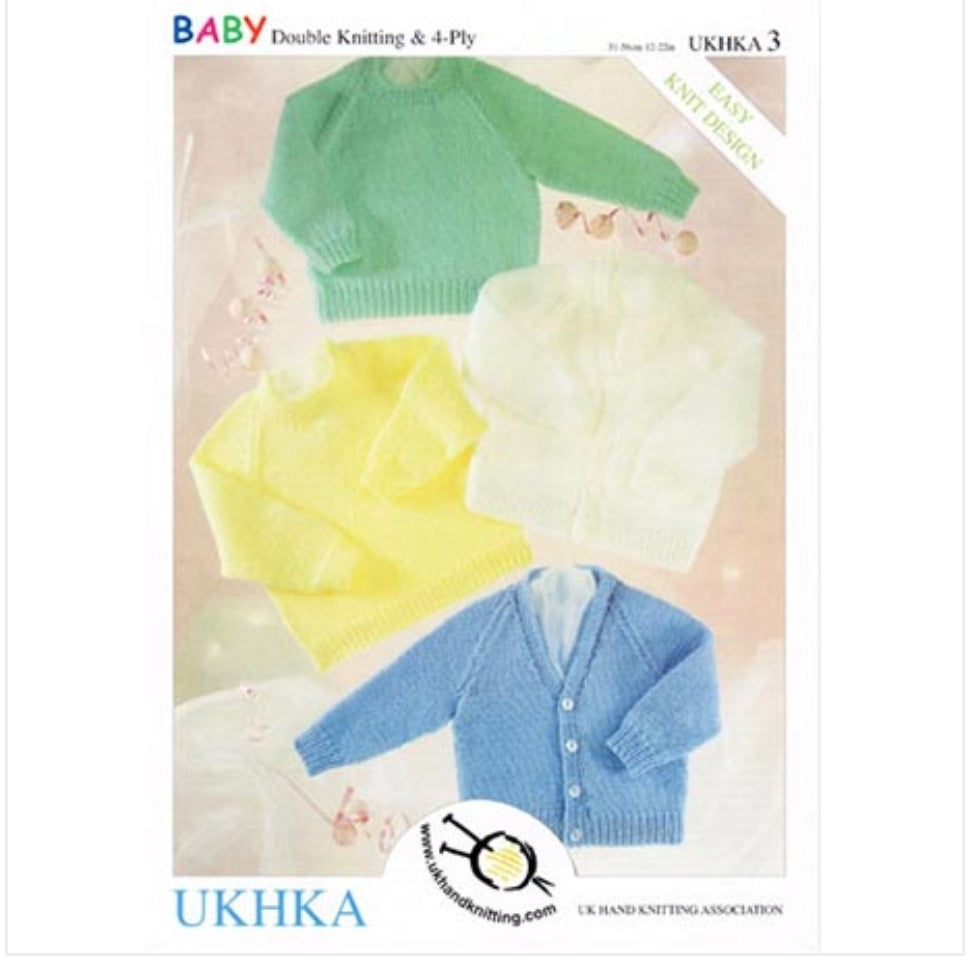 UKHKA 03 Baby Cardigans Dk & 4 Ply Pattern KNIT
