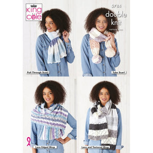 King Cole Ladies scarves/wraps 5784 Pattern KNIT