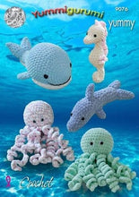 Load image into Gallery viewer, King Cole 9076 Octopus Whale Seahorse Dolphin Crochet Pattern Chunky
